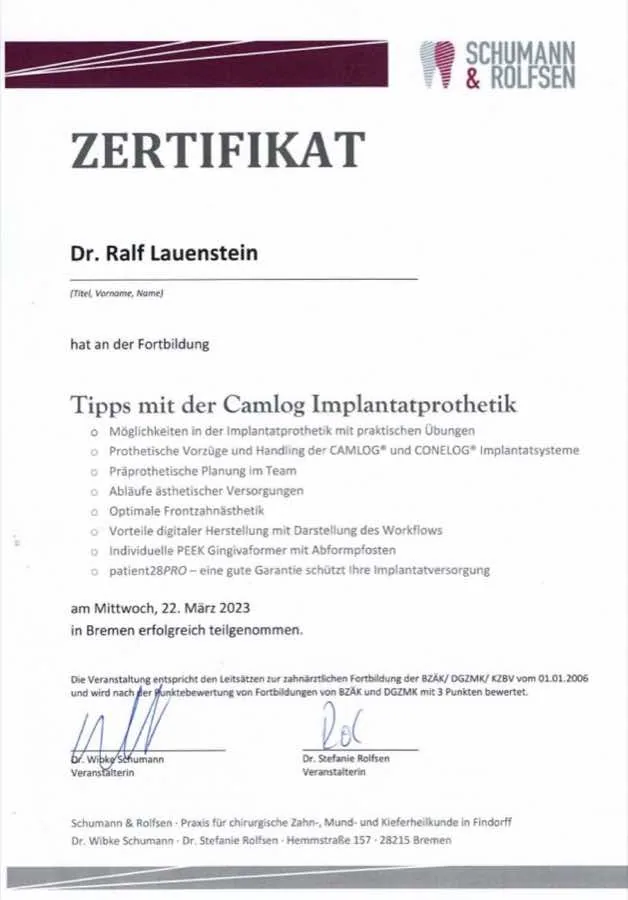 Fortbildungsnachweis: März 2023