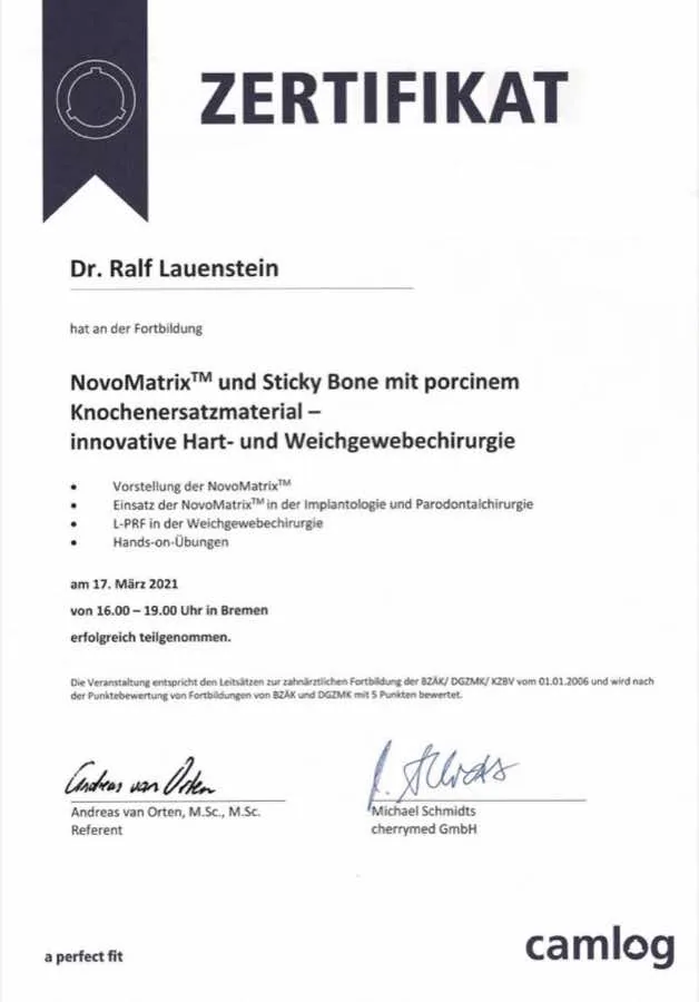 NovoMatrix: Implantologie und Parodontalchirurgie: Fortbildung · 2021