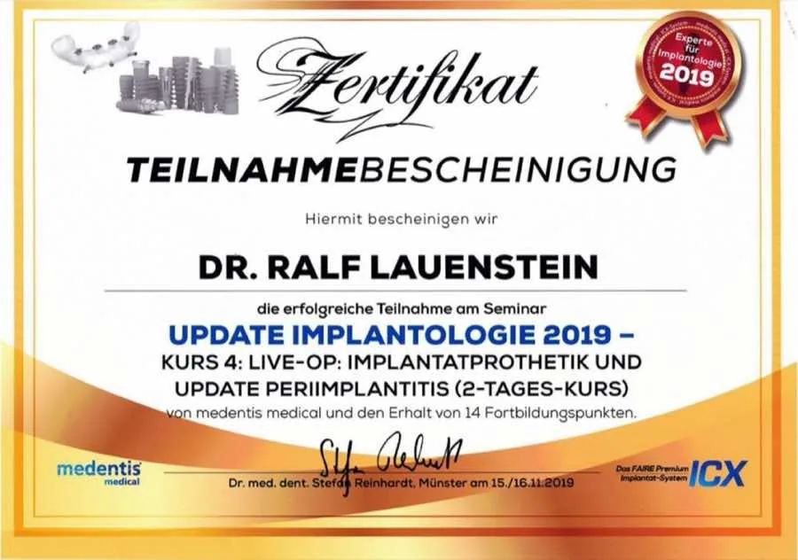 Update Implantologie: Fortbildung · 2019