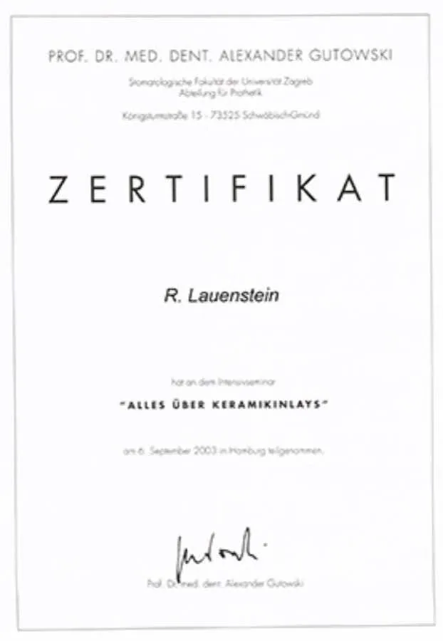 Inlays: Fortbildungsnachweis · 2016