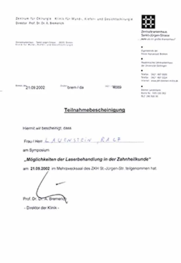 Laser: Fortbildungsnachweis · 2016