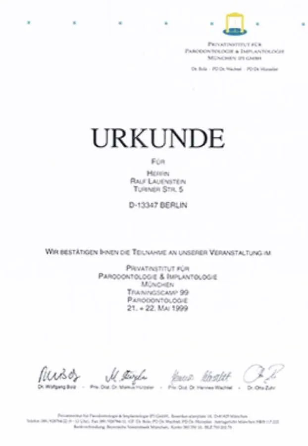 Implantologie: Weiterer Fortbildungsnachweis · 2016