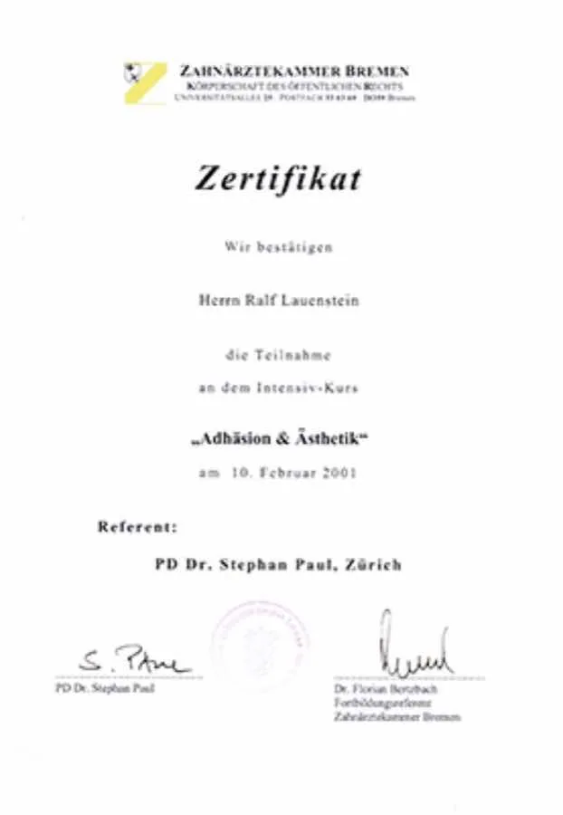 Ästhetik: Fortbildungsnachweis · 2016