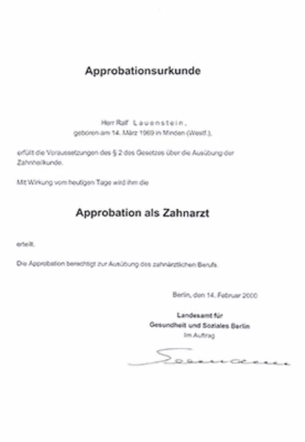 Approbation: Beruflicher Nachweis