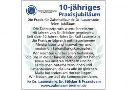 Zahnarzt Bremen Dr-Lauenstein - 10 Jahre
